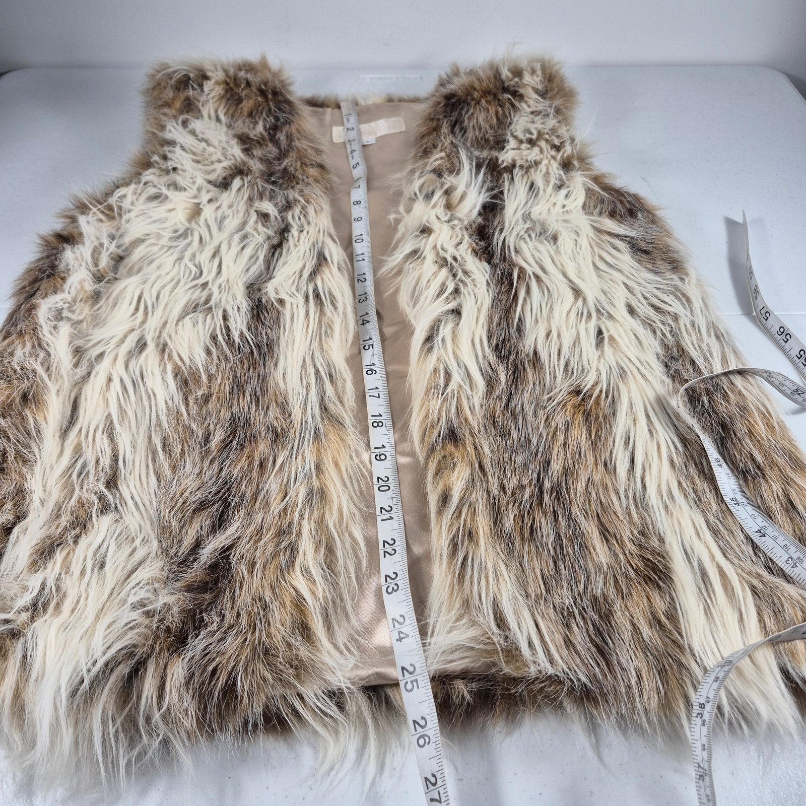 Donna Salyers Fabulous Furs Faux Fur Brown Cream Vest Small — image 3 of 6